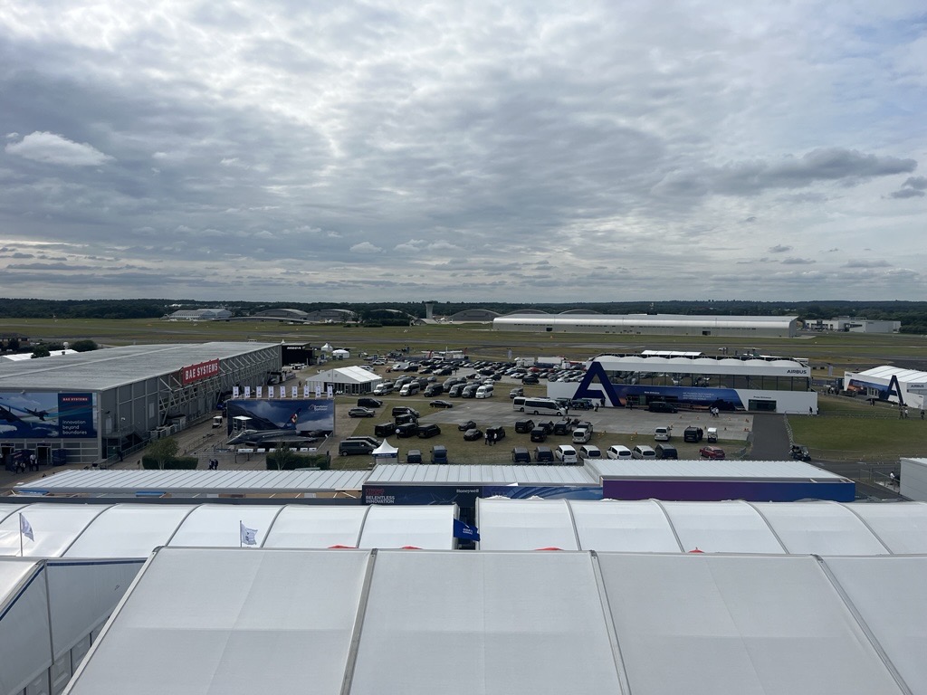 Panoramic view of Farnborough airshow 2024